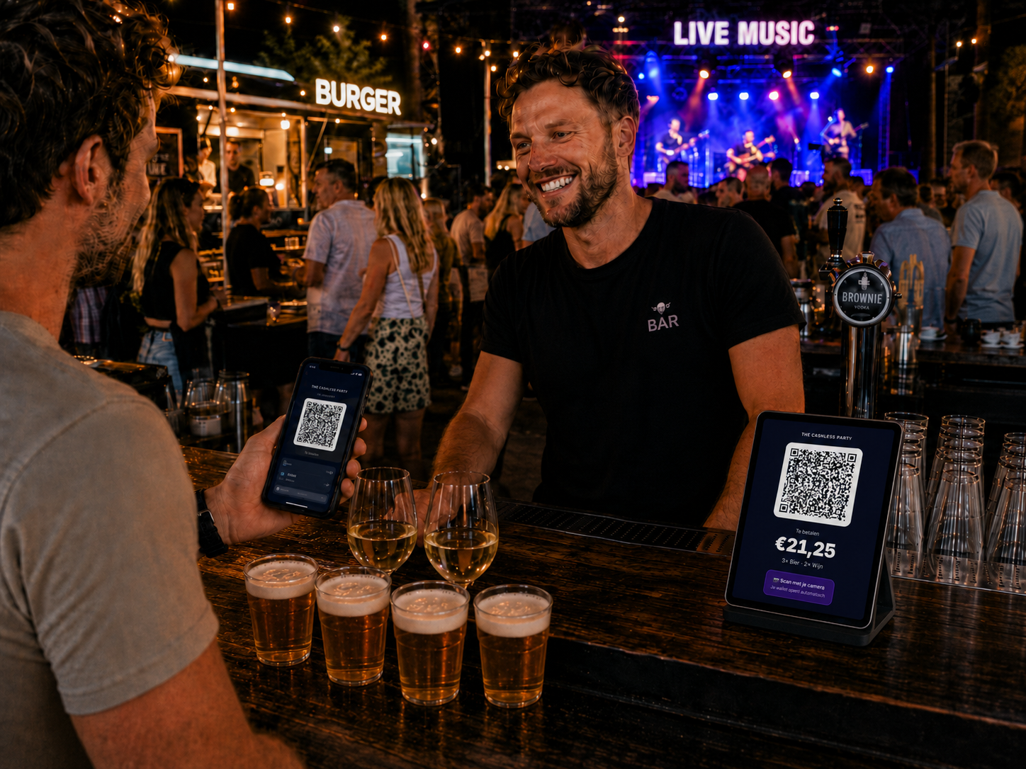 iPad displayscherm aan de bar met betaal-QR